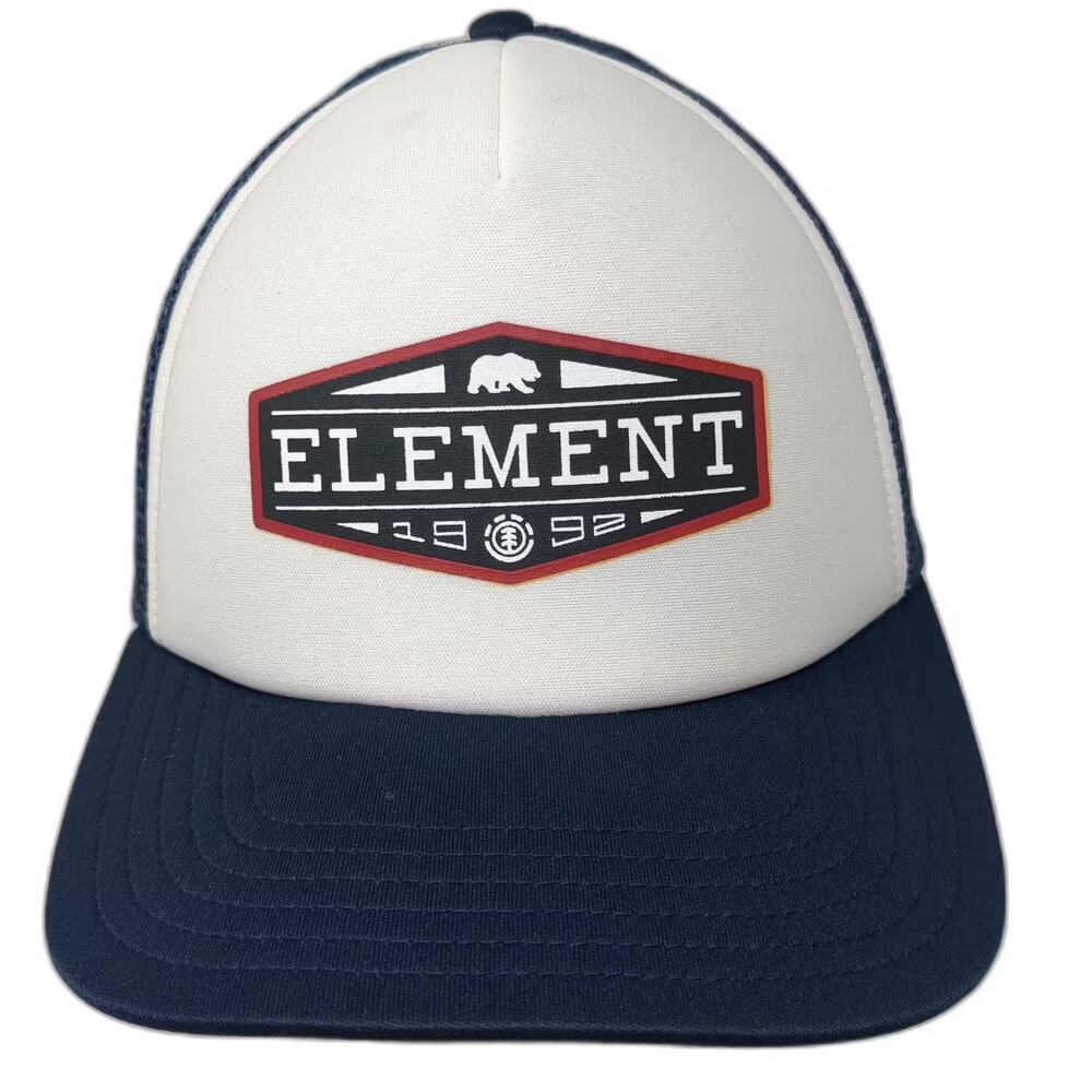 Element Trucker Hat White Blue OS Snapback Mesh Foam Front Bear Logo Patch 1992